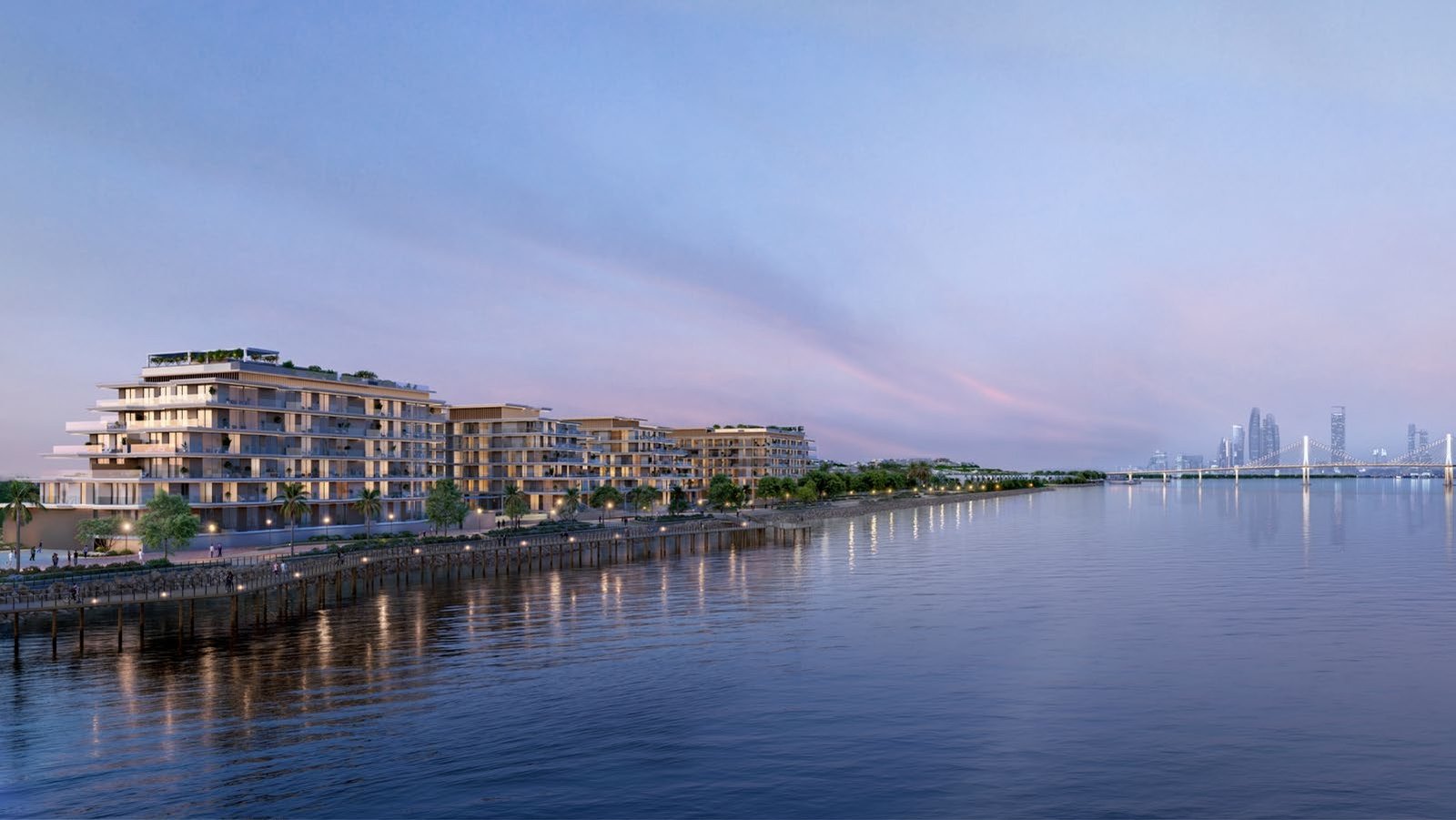 Wide-angle view of Bashayer Residences waterfront apartments Wide-angle view of Bashayer Residences waterfront apartments